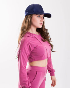 Womens-Crop-Top-Blue-satin-Cap